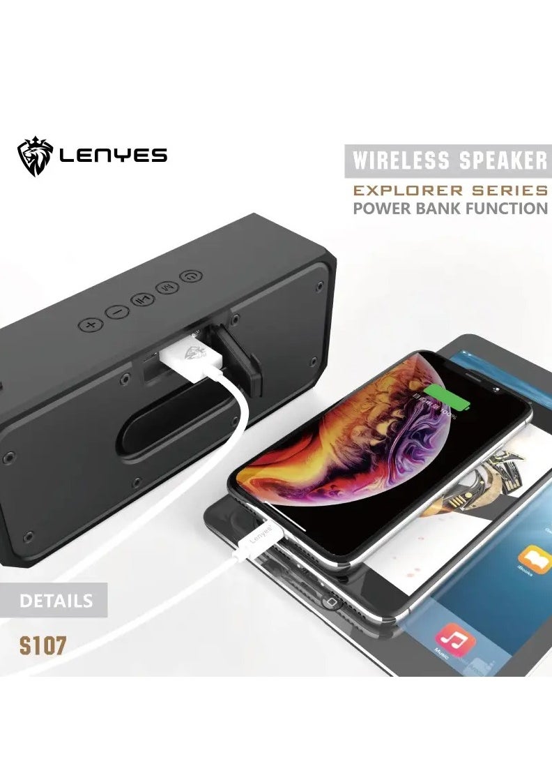 Lenyes - 20W Portable Bluetooth Speaker S107 TWS Full Range Loudspeaker Shockproof & Dust-Proof Multiple Protection IPX7 Waterproof Speaker with 4000mah Battery - Image 1