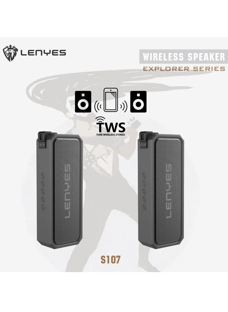 Lenyes - 20W Portable Bluetooth Speaker S107 TWS Full Range Loudspeaker Shockproof & Dust-Proof Multiple Protection IPX7 Waterproof Speaker with 4000mah Battery - Image 1