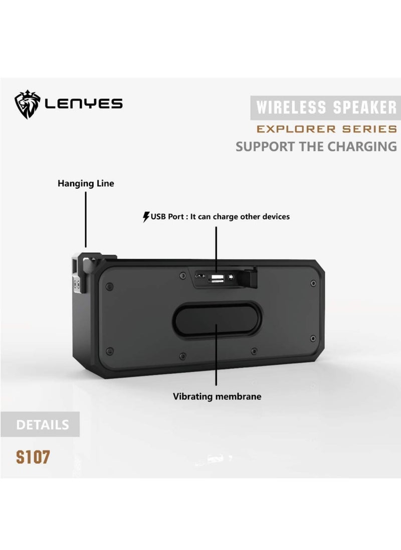 Lenyes - 20W Portable Bluetooth Speaker S107 TWS Full Range Loudspeaker Shockproof & Dust-Proof Multiple Protection IPX7 Waterproof Speaker with 4000mah Battery - Image 1