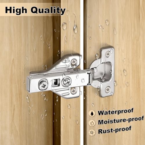 Probrico Full Overlay Soft Closing Clip On Face Frame Mounting Cabinet Hinges 10 Pair(=20 Pcs), 105 Degree Self Closing Kitchen Cupboard Door Hinges - Image 5