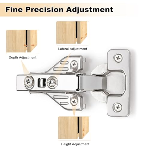 Probrico Full Overlay Soft Closing Clip On Face Frame Mounting Cabinet Hinges 10 Pair(=20 Pcs), 105 Degree Self Closing Kitchen Cupboard Door Hinges - Image 4