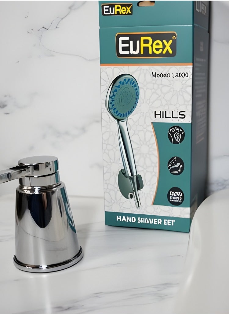 EuRex Handheld Shower Head Set, High Pressure 3 Spray Settings Showerhead, 3.5" 2GPM Easy Cleaning Nozzles Massage Spa with 60inch Stainless Steel Shower Hose and Holder, Chrome  - Image 2