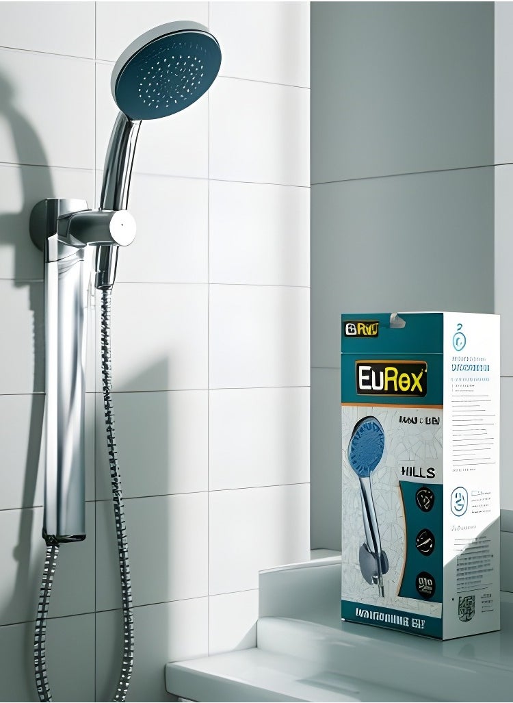 EuRex Handheld Shower Head Set, High Pressure 3 Spray Settings Showerhead, 3.5" 2GPM Easy Cleaning Nozzles Massage Spa with 60inch Stainless Steel Shower Hose and Holder, Chrome  - Image 1