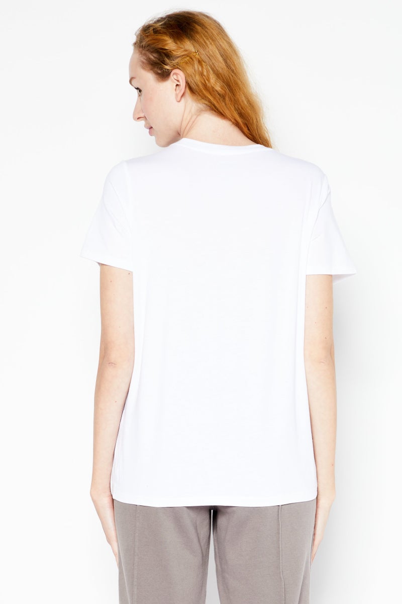 DKNY Sport Women Sportswear Fit Short Sleeve Brand Logo Training T-Shirt, White - Image 4