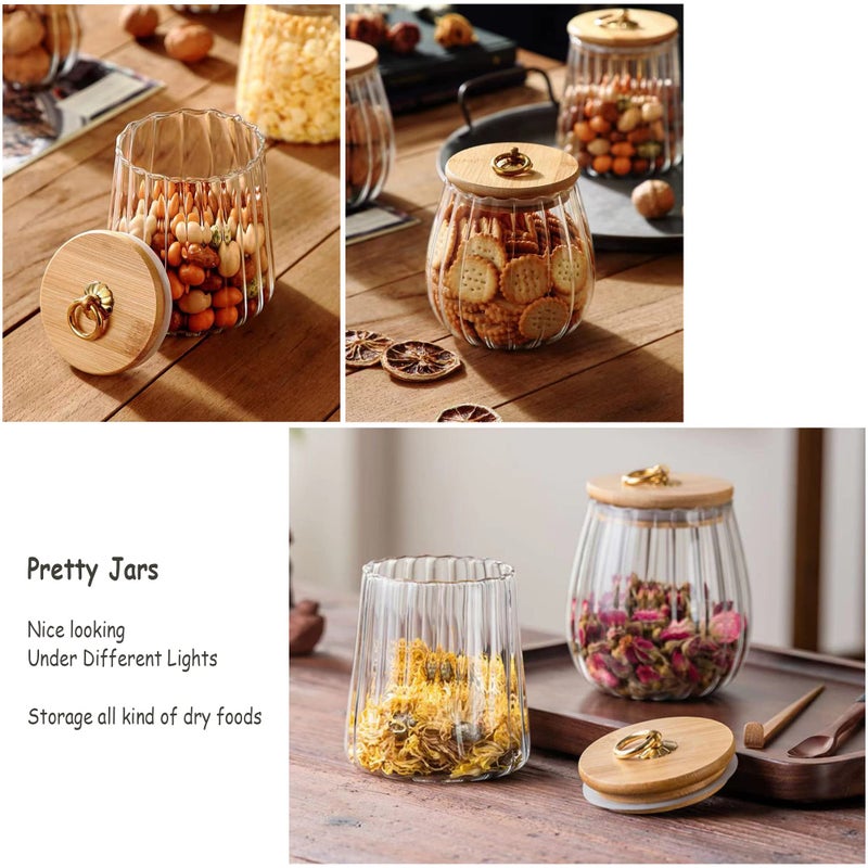 FANTESTICRYAN Glass Coffee Nuts Canister Airtight Storage Jar Petal Decorative Container with Bamboo Lid Metal Handle Easy to Grasp 700ml, 23 FL OZ - Image 5