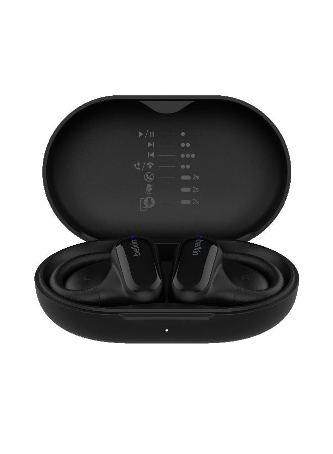 بيلكين سماعات لاسلكية مفتوحة SoundForm ClearFit من Belkin، سماعات رياضية خفيفة، سماعات بتقنية Bluetooth مع راحة تدوم، سماعات ضد الماء بتصنيف IPX5 لـ iPhone، المشي، ركوب الدراجات، الجري، والمزيد - أسود - Image 1