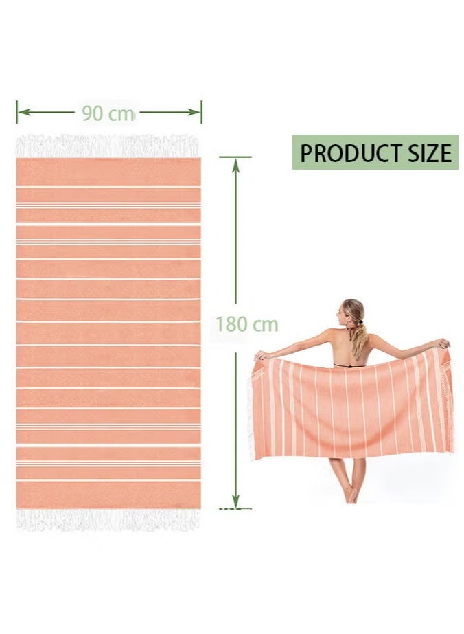 روك بو منشفة الشاطئ التركية 35.4x71 بوصة 100٪ رمل قطني ناعم خالي منشفة سريعة الجفاف منشفة تركية منشفة سفر خفيفة الوزن لهدايا الشاطئ إكسسوارات الشاطئ 90x180 سم - Image 4