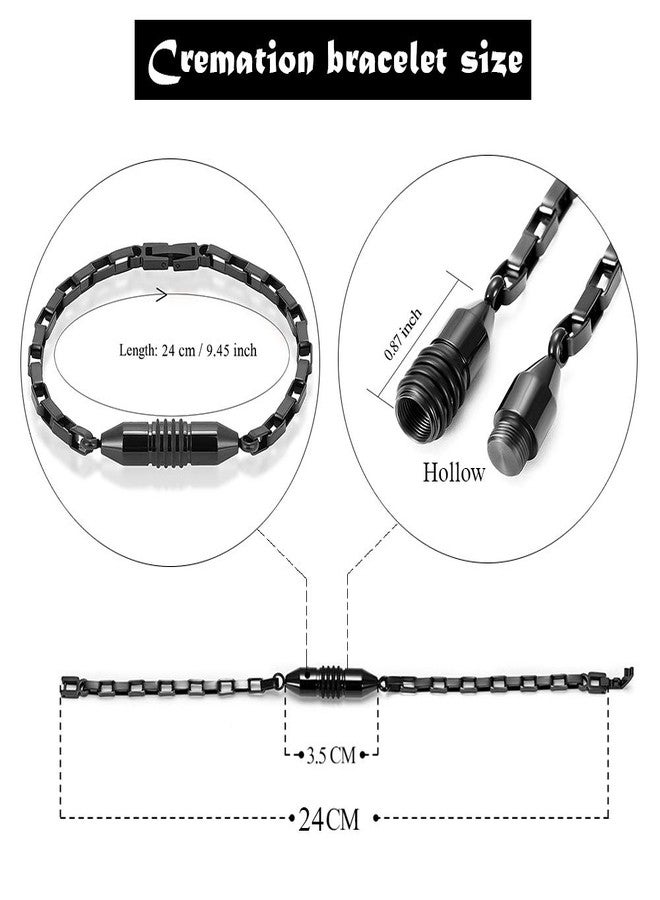 Imrsanl Stainless Steel Cremation Bracelet for Ashes - Cylinder Urn Bangles for Human Ashes - Memorial Ashes Keepsake Jewelry for Men Women (Black-24cm) - Image 2