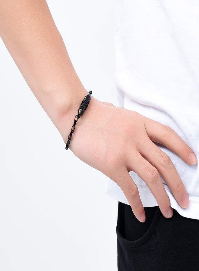 Imrsanl Stainless Steel Cremation Bracelet for Ashes - Cylinder Urn Bangles for Human Ashes - Memorial Ashes Keepsake Jewelry for Men Women (Black-24cm) - Image 5