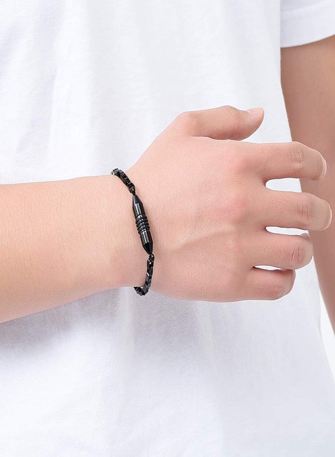 Imrsanl Stainless Steel Cremation Bracelet for Ashes - Cylinder Urn Bangles for Human Ashes - Memorial Ashes Keepsake Jewelry for Men Women (Black-24cm) - Image 4