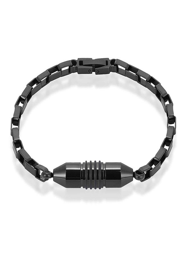 Imrsanl Stainless Steel Cremation Bracelet for Ashes - Cylinder Urn Bangles for Human Ashes - Memorial Ashes Keepsake Jewelry for Men Women (Black-24cm) - Image 1
