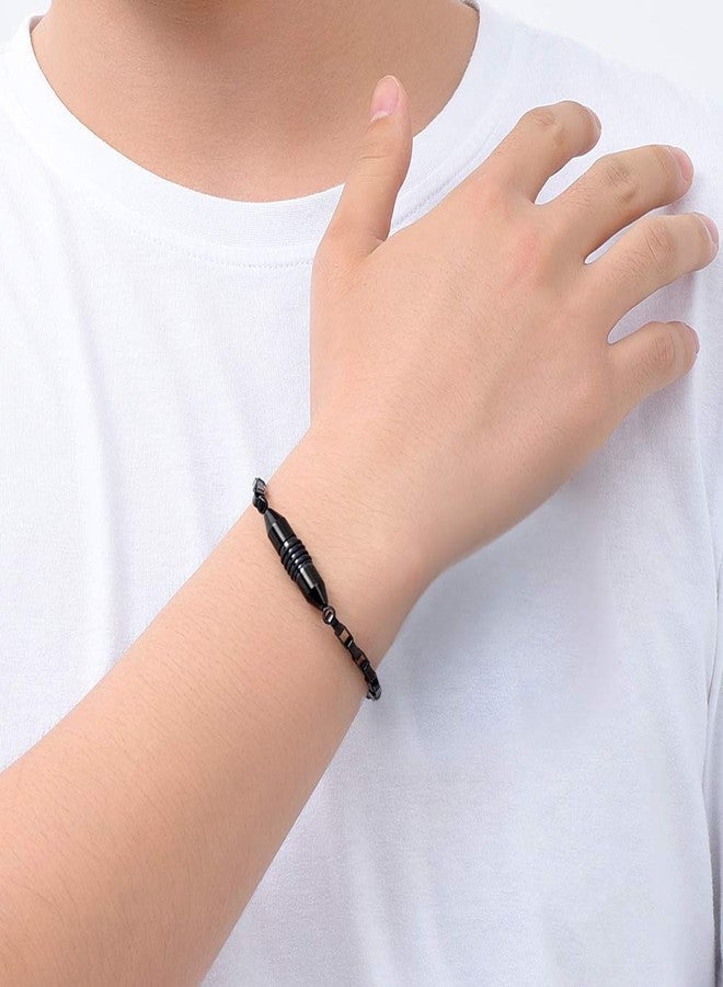 Imrsanl Stainless Steel Cremation Bracelet for Ashes - Cylinder Urn Bangles for Human Ashes - Memorial Ashes Keepsake Jewelry for Men Women (Black-24cm) - Image 3
