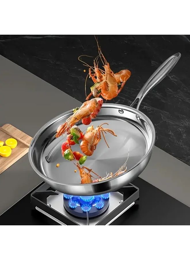 DOTOCOOK 3 Piece Set Stainless Steel Frying Pan 8.66 9.45 10.24 Inch Food Grade Multifunctional Omelette Pan Dishwasher Safe Suitable for Gas Stoves Induction Cookers Kitchen Utensils Outdoor Restaurant Hotel Supplies - Image 4