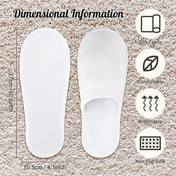 ORENAME Disposable Spa Slippers White Closed Toe NonSlip Sole Lightweight Comfortable Ideal for Hotels Salons Guests Travel and Home Use PACK OF 10 - Image 3