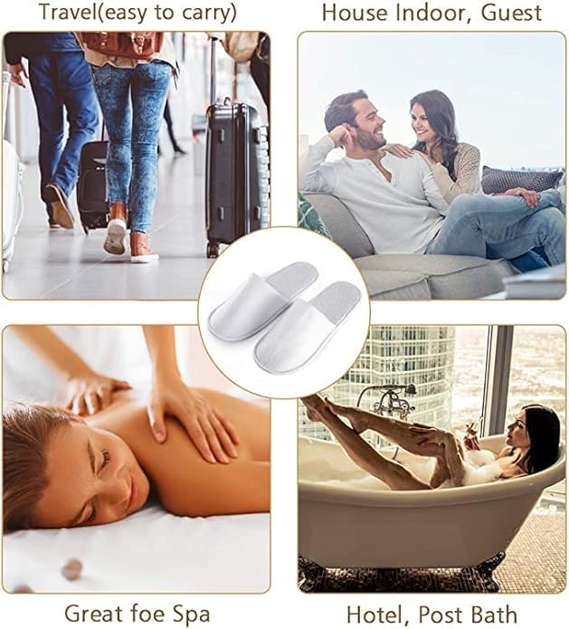ORENAME Disposable Spa Slippers White Closed Toe NonSlip Sole Lightweight Comfortable Ideal for Hotels Salons Guests Travel and Home Use PACK OF 10 - Image 4