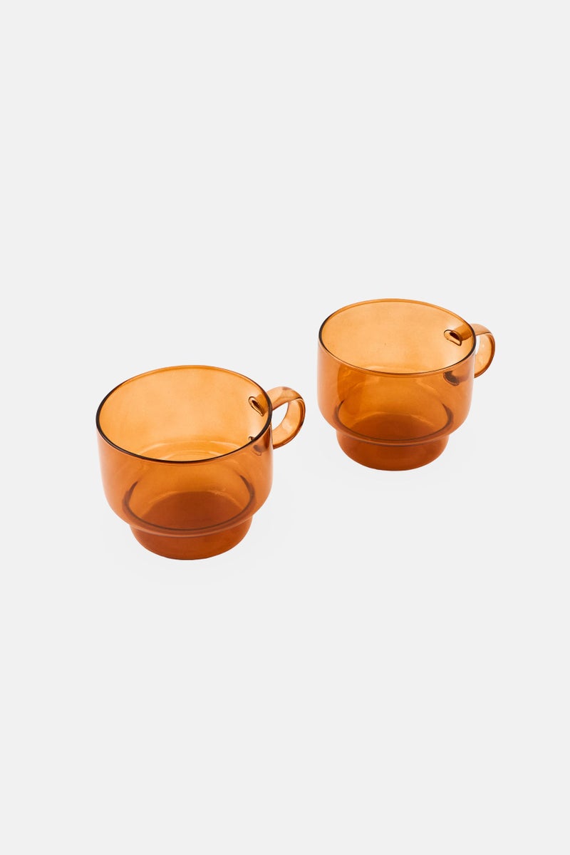 Muy Mucho 2 Pieces Borosilicate Cups 300ml, Brown  - Image 2
