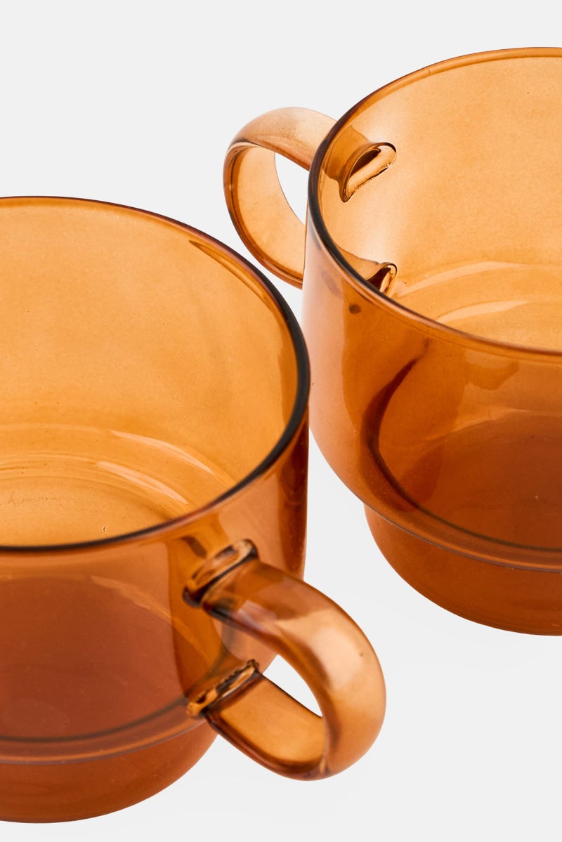 Muy Mucho 2 Pieces Borosilicate Cups 300ml, Brown  - Image 3
