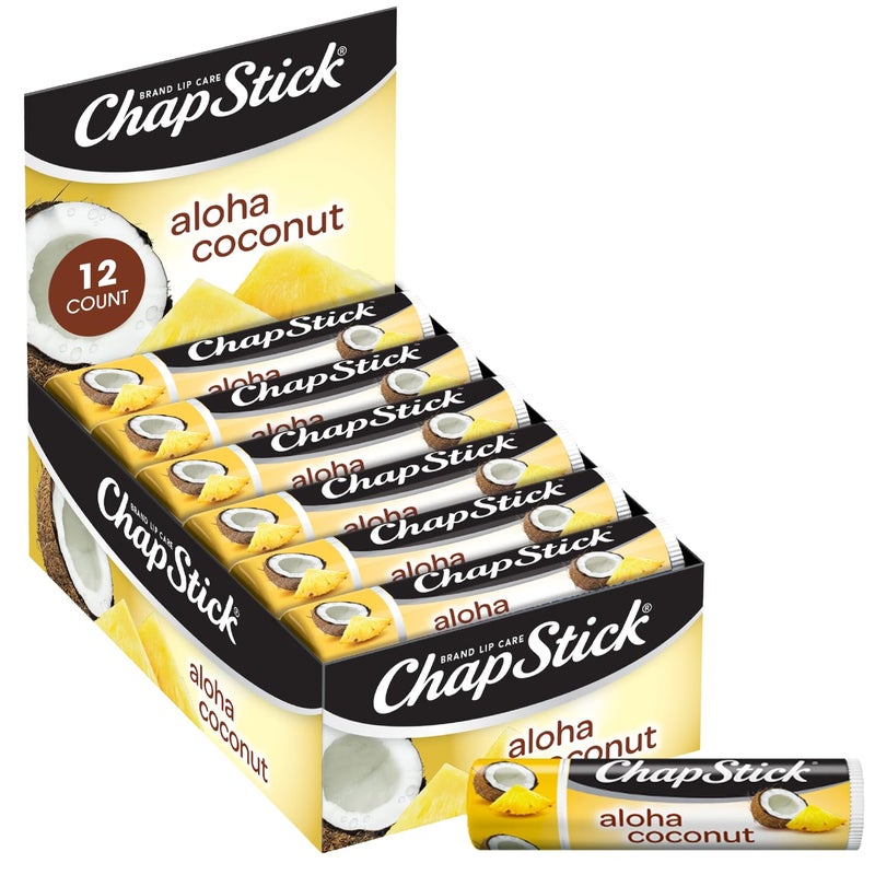 ChapStick Bulk Lip Balm, Aloha Coconut, 12-Pack â€“ Luscious & Tropical Lip Moisturizer, 0.15 Ea - Image 1