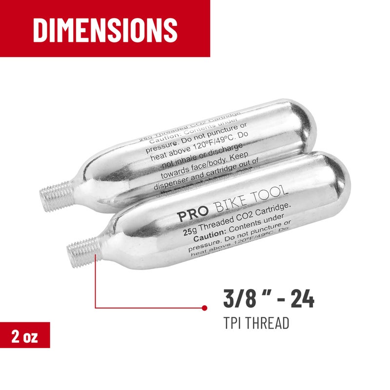 Pro Bike Tool CO2 Cartridges with Threaded Connection, 6 x 25g - Image 3