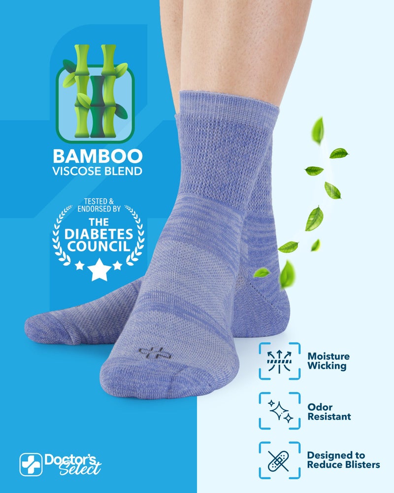 Doctor's Select Viscose Diabetic Socks for Women & Men - 6 Pairs, Non Binding, Loose Top, Smooth Toe Seams, Moisture-Wicking, Space Dye, Viscose Socks Women - Image 3