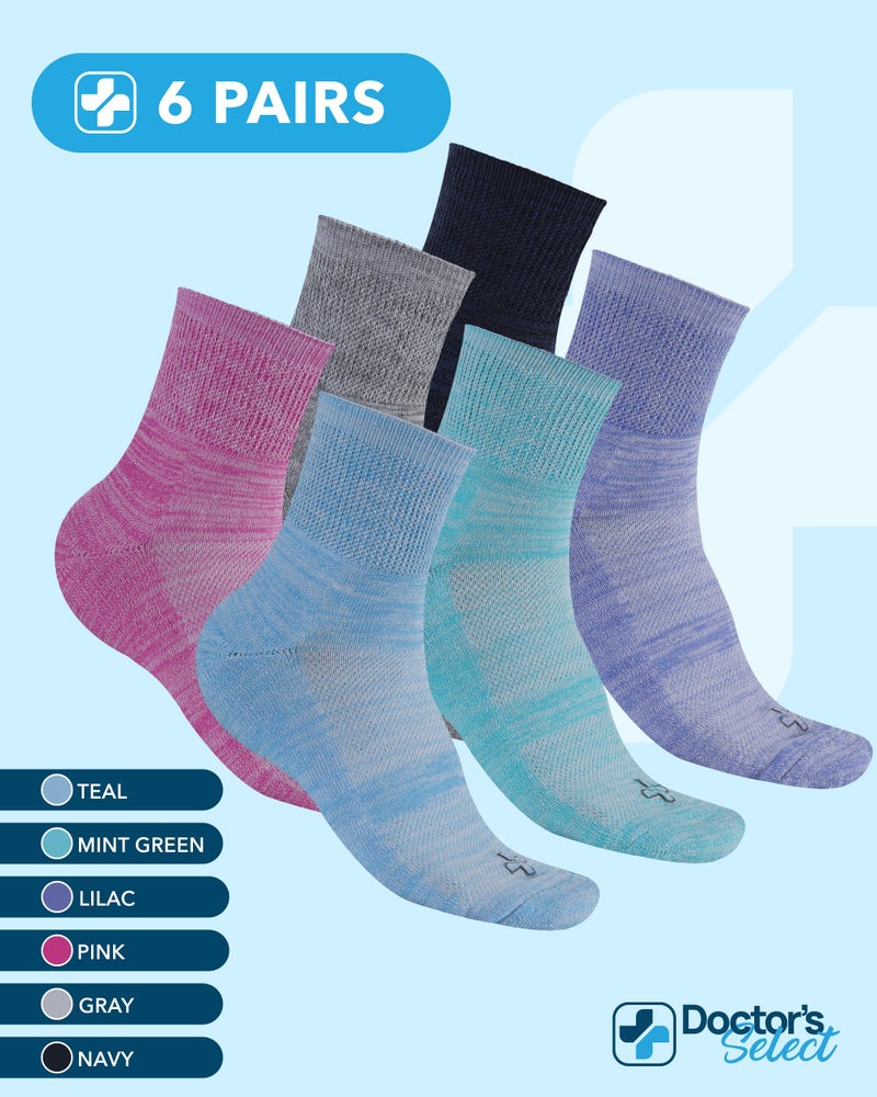 Doctor's Select Viscose Diabetic Socks for Women & Men - 6 Pairs, Non Binding, Loose Top, Smooth Toe Seams, Moisture-Wicking, Space Dye, Viscose Socks Women - Image 5