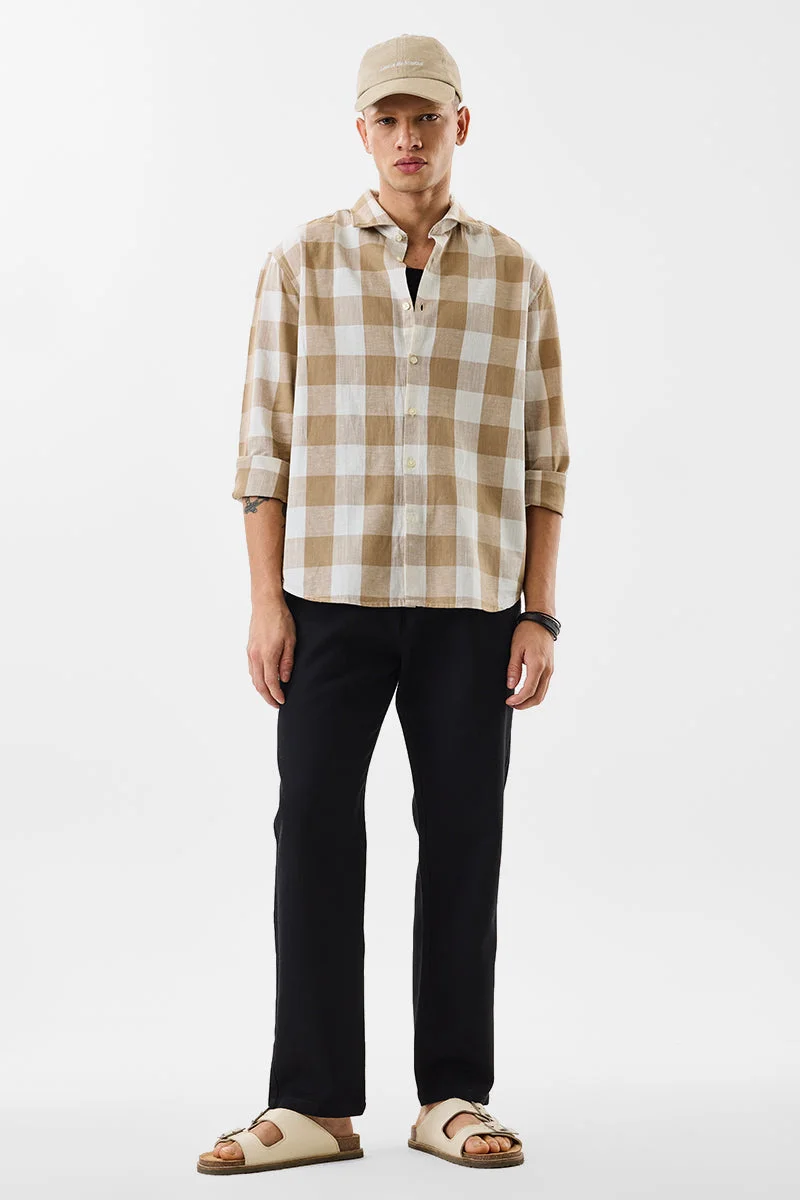 Snitch Black Black Solid Relaxed Casual Trousers for Men | Best Price UAE