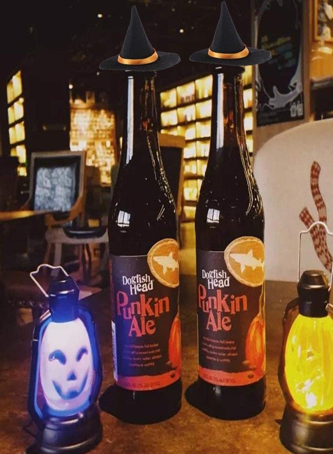 أموسفون 6 قطع من قبعات الساحرات الصغيرة المصنوعة من اللباد، زينة يدوية الصنع لزجاجات النبيذ، هدايا لحفلات الهالوين، إكسسوارات شعر يدوية الصنع (أحمر) - Image 2