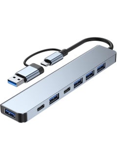 Generic USB-C 7-in-2 Multiport Hub – 3.0 Charging + 100W PD, 4×USB 2.0 Ports – Grey  - Image 1