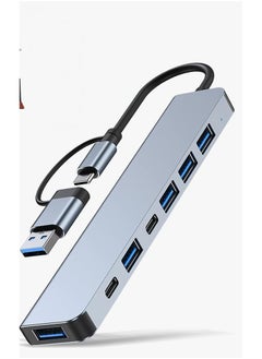 Generic USB-C 7-in-2 Multiport Hub – 3.0 Charging + 100W PD, 4×USB 2.0 Ports – Grey  - Image 4