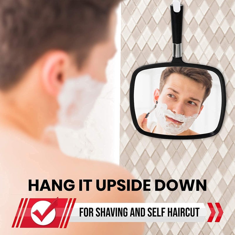 MIRRORVANA Large Hand Mirror with Comfy Handle - Black Portable Handheld Mirror - 9" x 13" - Image 4