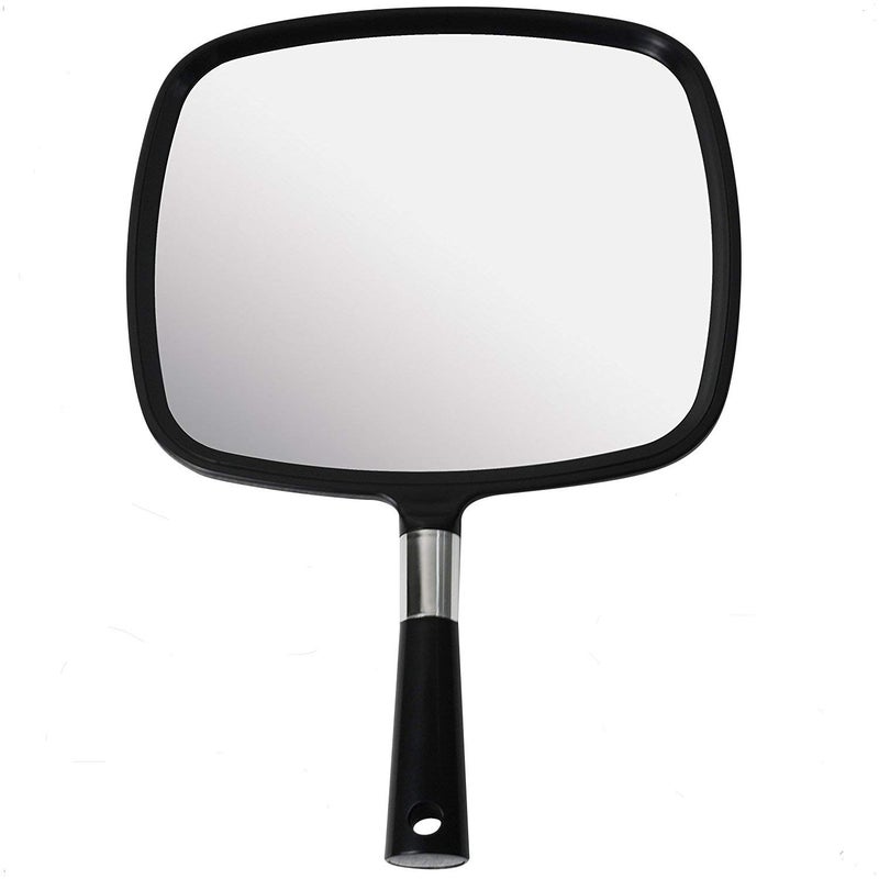 MIRRORVANA Large Hand Mirror with Comfy Handle - Black Portable Handheld Mirror - 9" x 13" - Image 1