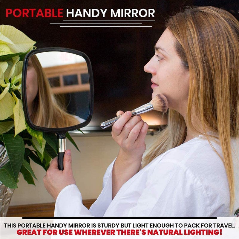 MIRRORVANA Large Hand Mirror with Comfy Handle - Black Portable Handheld Mirror - 9" x 13" - Image 5