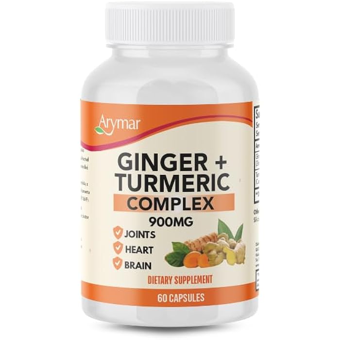 Arymar Ginger Turmeric Supplement – 60 Capsules – Herbal Dietary Supplement - Image 1