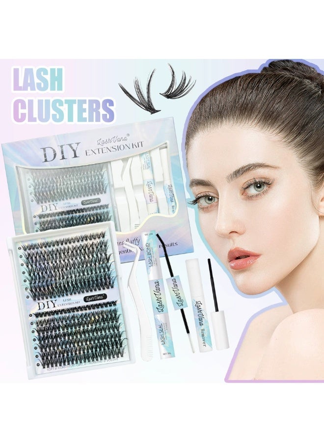 lashvana 280 قطعة رموش صناعية، مجموعة تمديد رموش DIY، مجموعات رموش فردية مع لاصق رموش، مزيل رموش ومطبق، مجموعة تمديد رموش، سهلة التطبيق في المنزل (مجموعة 30D + 40D) - Image 1