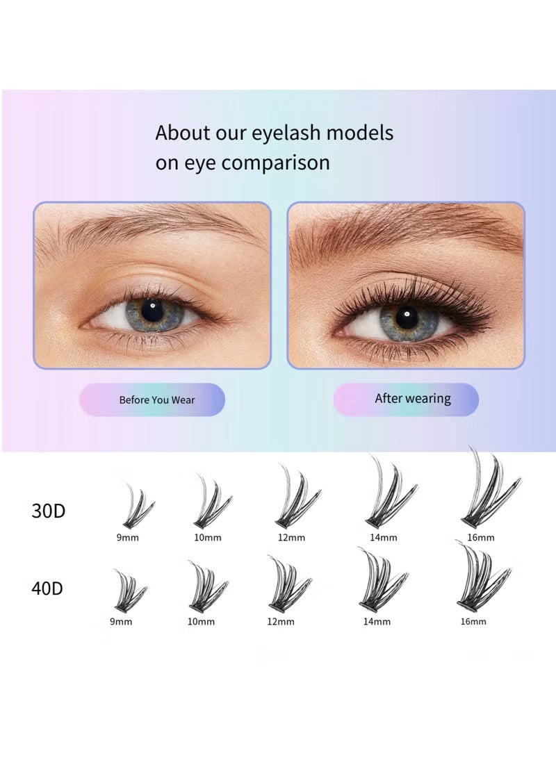 lashvana 280 قطعة رموش صناعية، مجموعة تمديد رموش DIY، مجموعات رموش فردية مع لاصق رموش، مزيل رموش ومطبق، مجموعة تمديد رموش، سهلة التطبيق في المنزل (مجموعة 30D + 40D) - Image 5