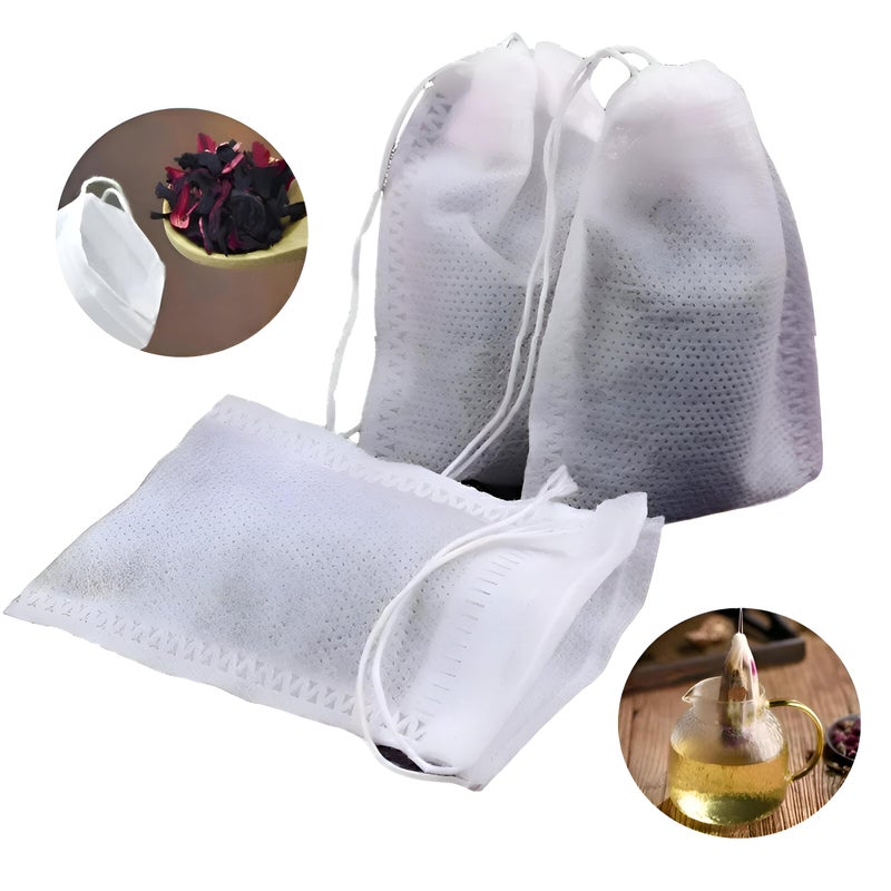 Tea Filters - Disposable Tea Bags with Tension Chain for Open Leaf Tea, Empty Non-Woven Fabric Filter Bags for Herbs, Spices, Coffee, 100 Pack, Suitable for Quick Preparation at Home and Travel. - Image 5