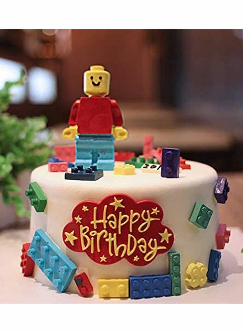 SYOSI 6 Packs Random Color Building Brick Candy Robot Mold Chocolate Mold Set Silicone Block Mould Molds Ice Cube Trays - Image 2