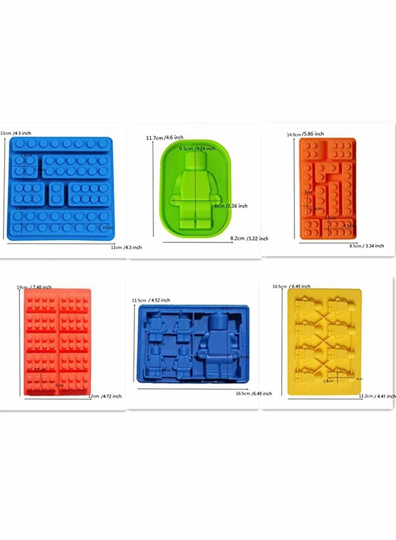 SYOSI 6 Packs Random Color Building Brick Candy Robot Mold Chocolate Mold Set Silicone Block Mould Molds Ice Cube Trays - Image 5