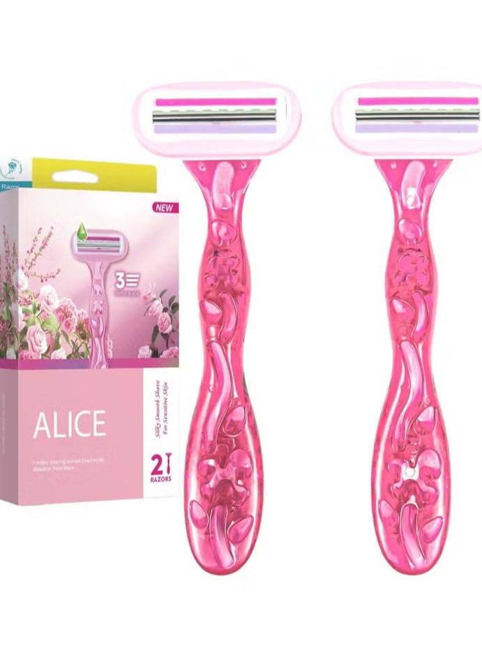 Alice Silky Smooth Shave For Mixed Skin 3 Triple Blade 2 Razors