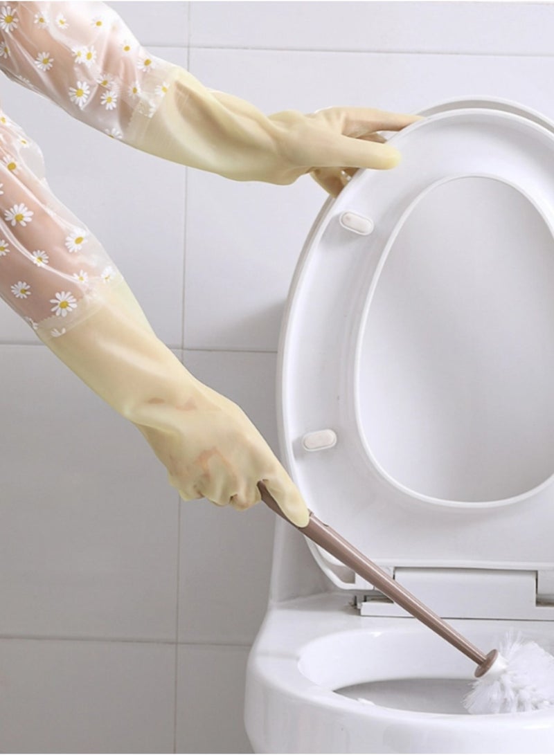 2 pairs of thickened and durable dishwashing gloves, waterproof, anti-slip, protective, large size, available in yellow and pink, reusable - Image 3