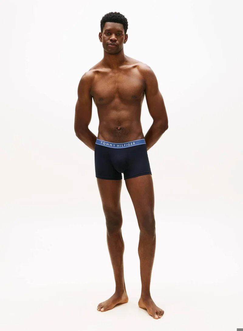 TOMMY HILFIGER Ple Pnk/Ant Slver/Aeg Sea 3-Pack Essential Logo Waistband Trunks for Men | Best Price UAE