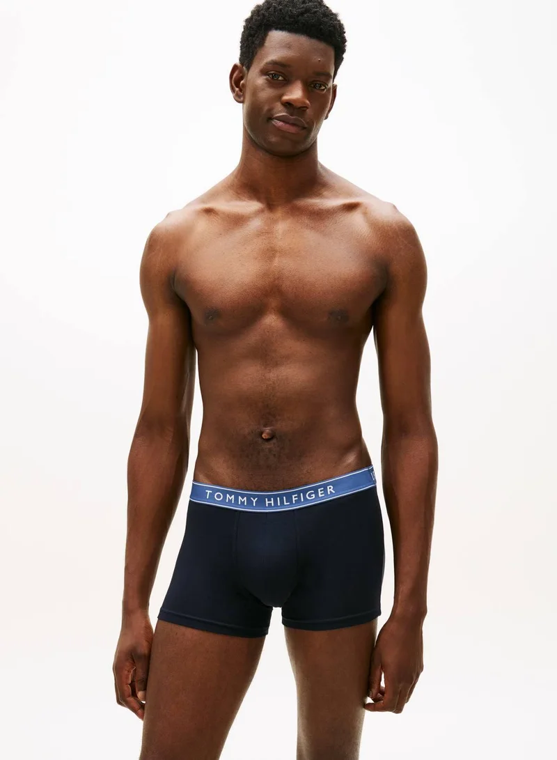 TOMMY HILFIGER Ple Pnk/Ant Slver/Aeg Sea 3-Pack Essential Logo Waistband Trunks for Men | Best Price UAE
