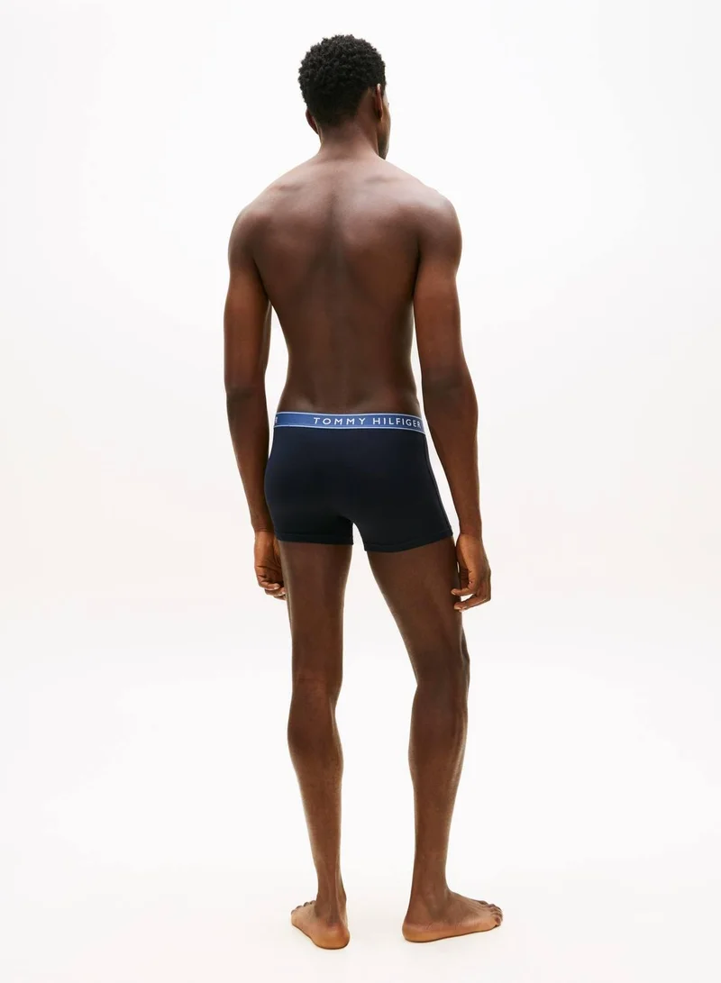 TOMMY HILFIGER Ple Pnk/Ant Slver/Aeg Sea 3-Pack Essential Logo Waistband Trunks for Men | Best Price UAE