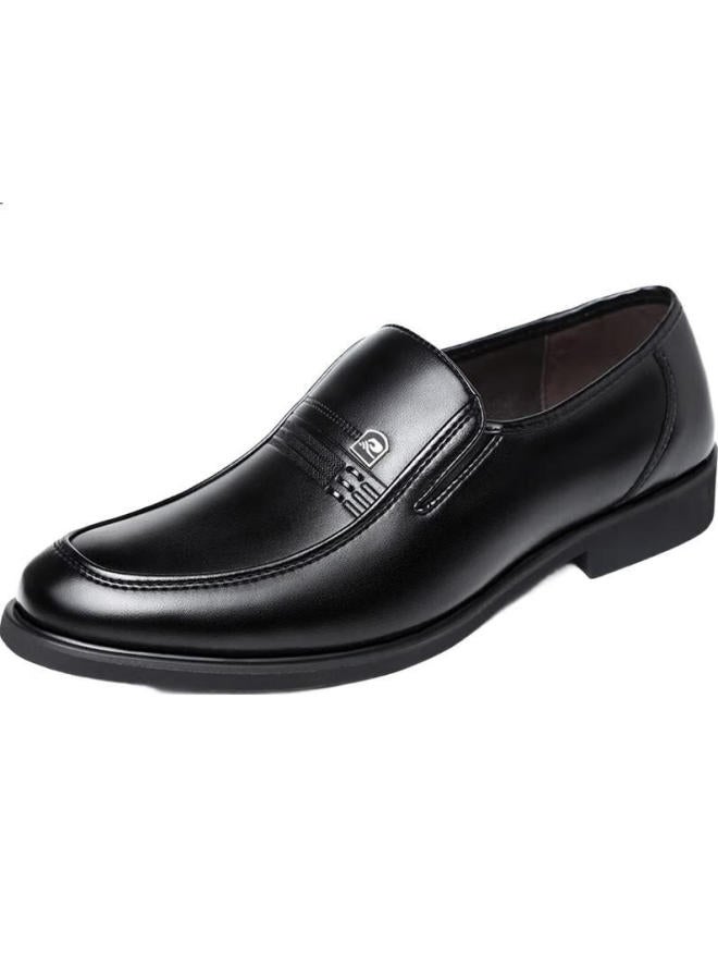 BEIOUTU Men'S Business Casual Shoes Round Toe Slip-On British Style Suede Leather Formal Dress Shoes 1716 Black Size 40 - Image 1