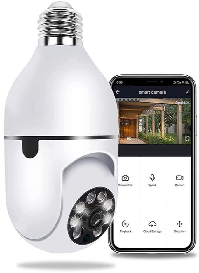 Home Tovnet Light Bulb Security Camera Wireless 2.4Ghz Wifi Pan/Tilt 360 Degree PTZ Camera 1080P HD Panoramic Cam, with 2-Way Audio & Motion Detection & Night Vision & Siren Alarm - Image 1
