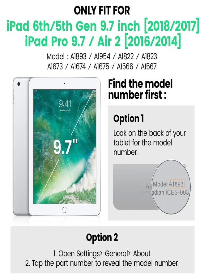 SEYMAC جراب SEYMAC لجهاز iPad Air 2، جراب لجهاز iPad من الجيل الخامس/السادس، جراب لجهاز iPad Pro 9.7، جراب واقٍ مقاوم للصدمات مع حامل بزاوية 360 درجة [حزام يد وكتف] واقي شاشة لجهاز iPad 9.7 بوصة، أسود - Image 2