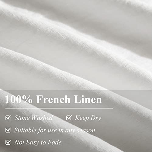 Ivellow Bed Linen Set, 100% Pure French Linen Duvet Cover, Queen, 3Pcs (1 Duvet Cover, 2 Pillowcases), Off White - Image 4