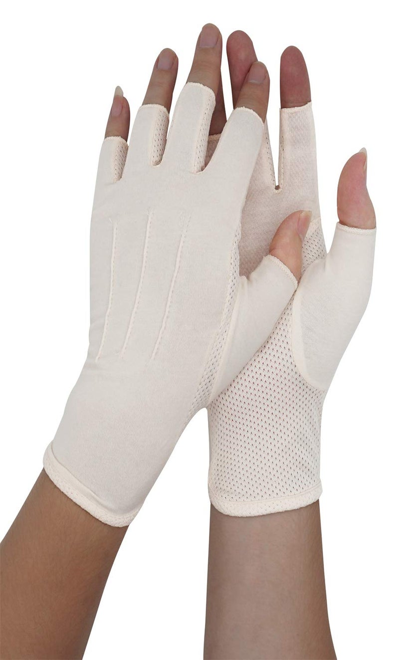 Bienvenu Mens Spring Summer Sunblock Fashion Fingerless Short Gloves Anti Slip Breathable Texting Gloves, Beige - Image 2