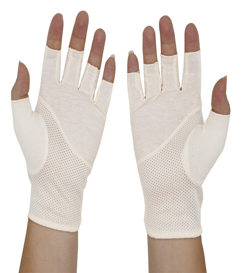 Bienvenu Mens Spring Summer Sunblock Fashion Fingerless Short Gloves Anti Slip Breathable Texting Gloves, Beige - Image 3