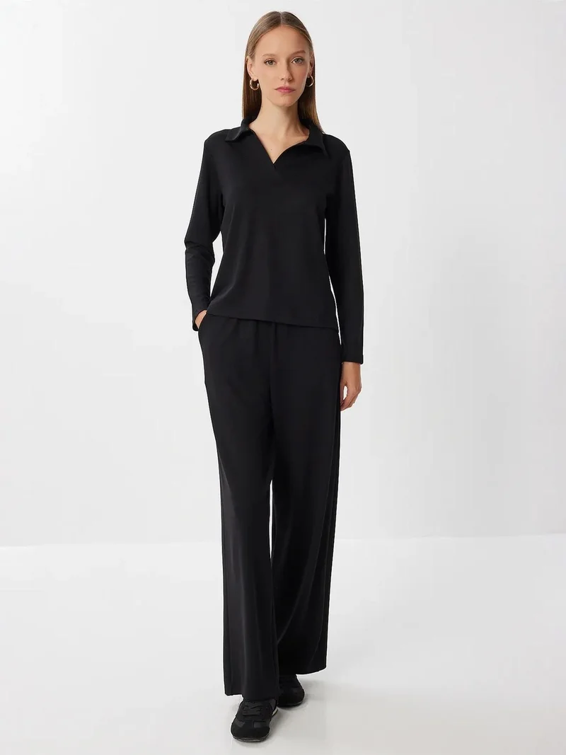 إسطنبول الساحرة ISTANBUL Polo Collar Sweater and Wide Leg Pants Two-Piece Set